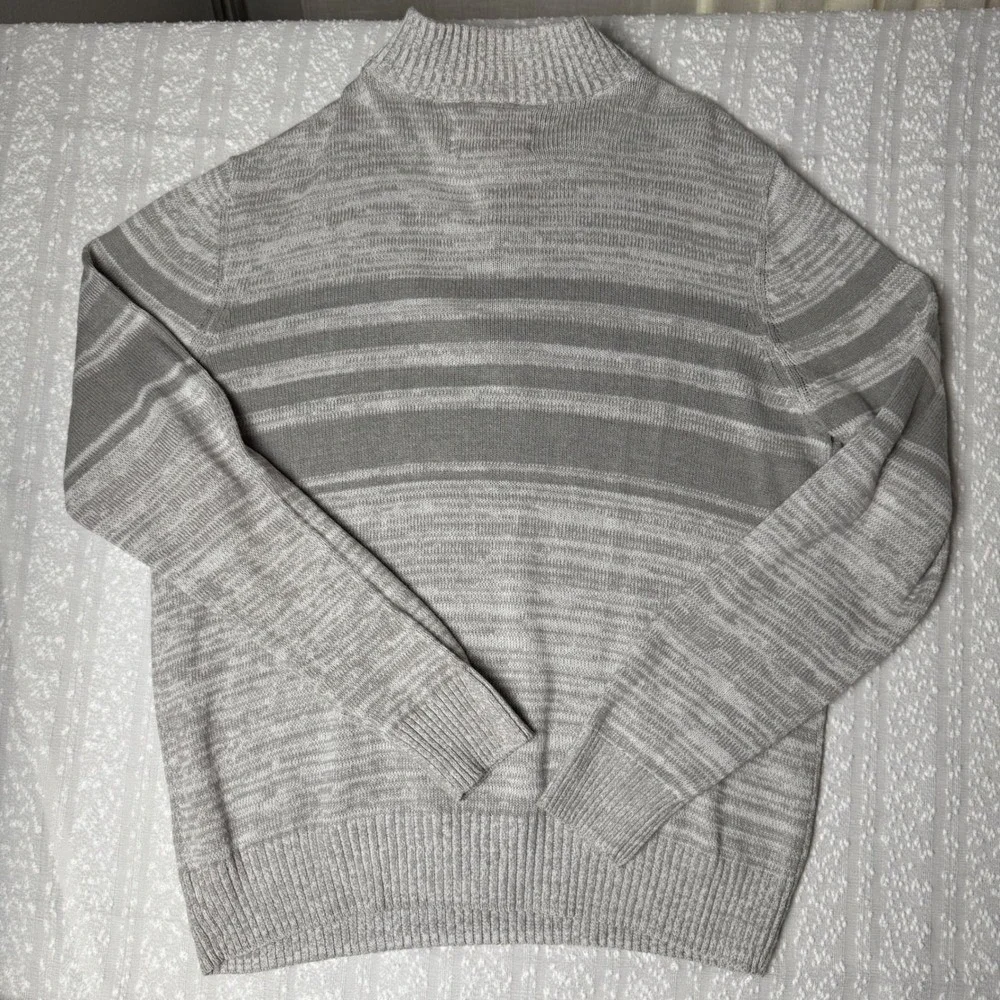 Urban Pipeline Mens 1/4 Zip Striped Old Money Sweater Size XL Gray Preppy Layers